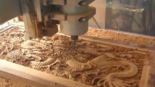 CNC Router cutting the Wood Dragon